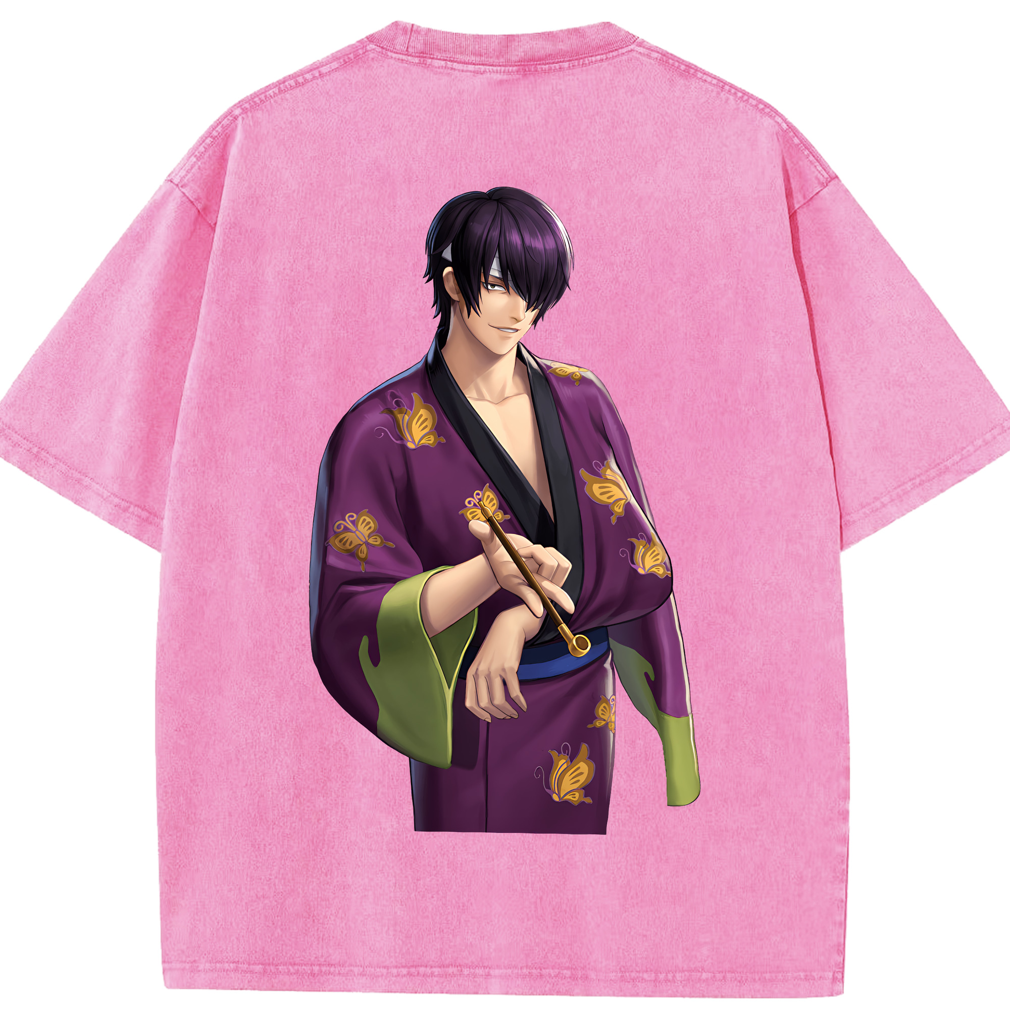 （画像用） ぎんたま 坂田銀時（さかたぎんとき） 神楽 志村新八（しむら しんぱち） GINTAMA Sakata Gintoki Kagura Shimura Shinpachi 綿100% ヴィンテージ風 半袖Tシャツ（背面プリント）